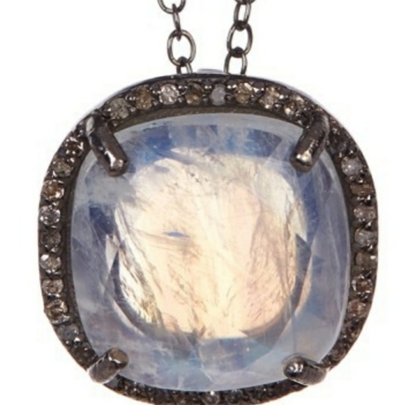 Adornia Jewelry - Adornia 💎 Moonstone Diamond Halo Lara Necklace